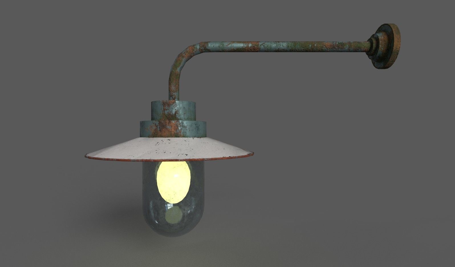 Old Rusted Outdoor Wall Lamp Low-poly 3D model_5