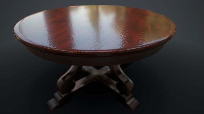 Round Dining Table Low-poly 3D model