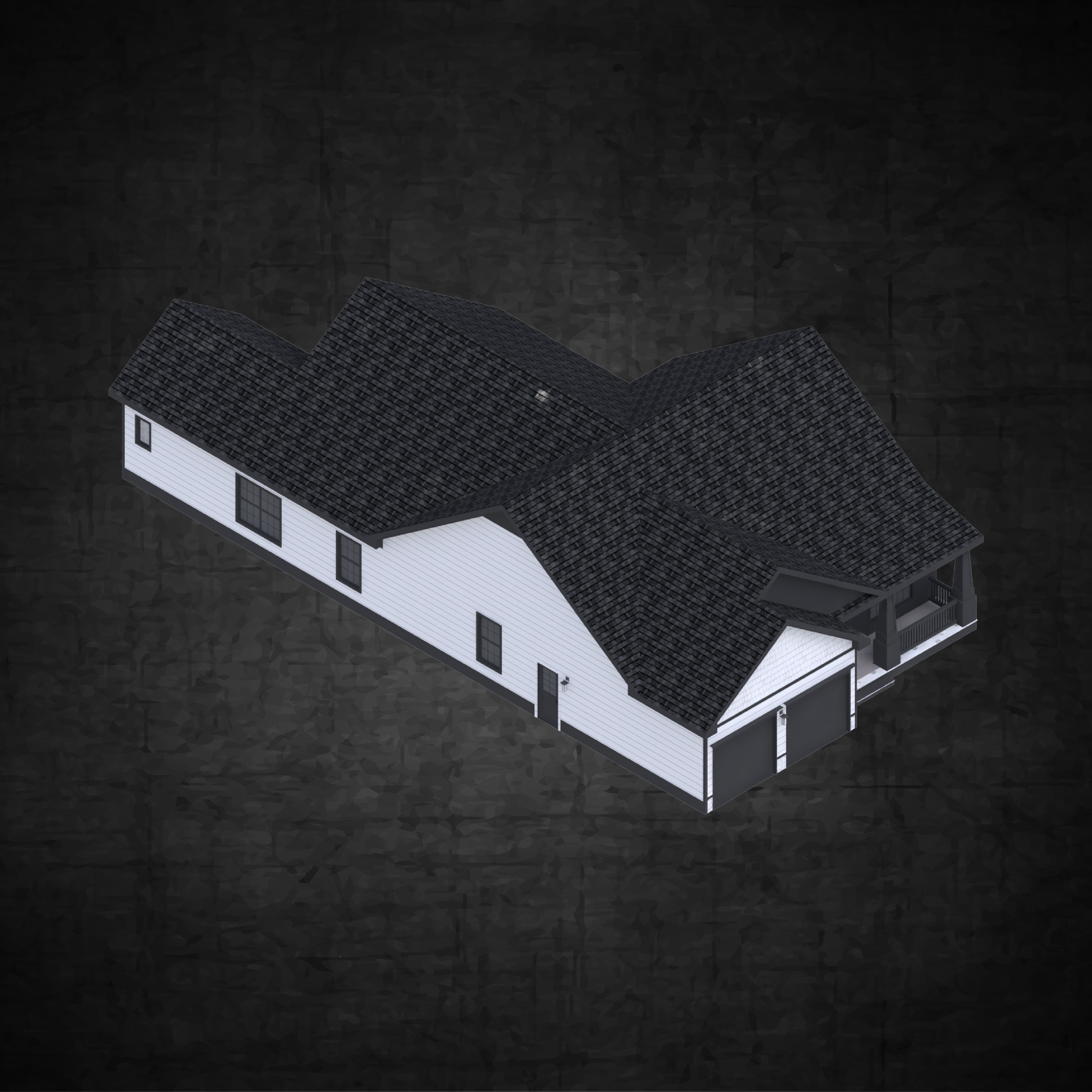 Residential home traditional architectural design  Low-poly 3D model_4