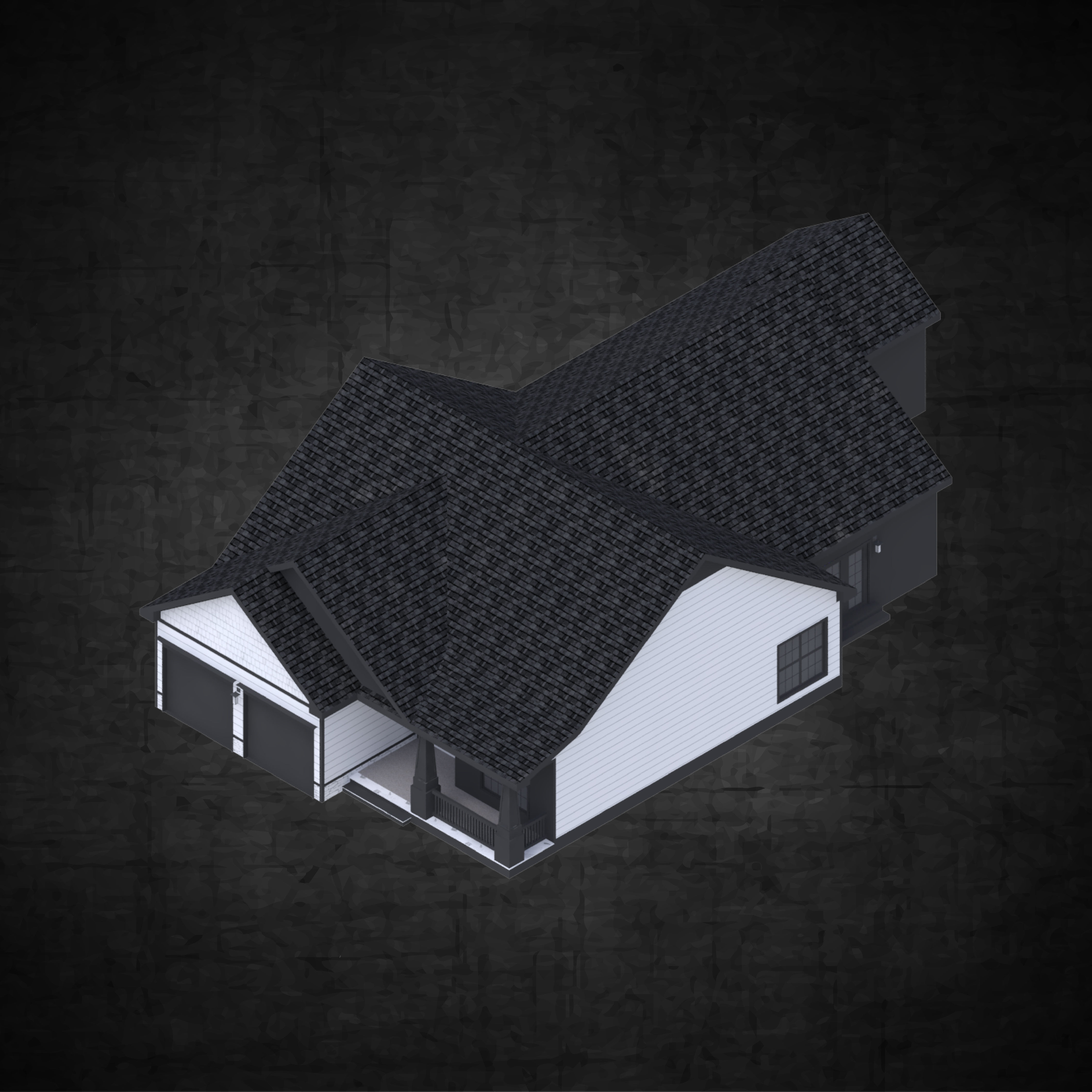 Residential home traditional architectural design  Low-poly 3D model_2