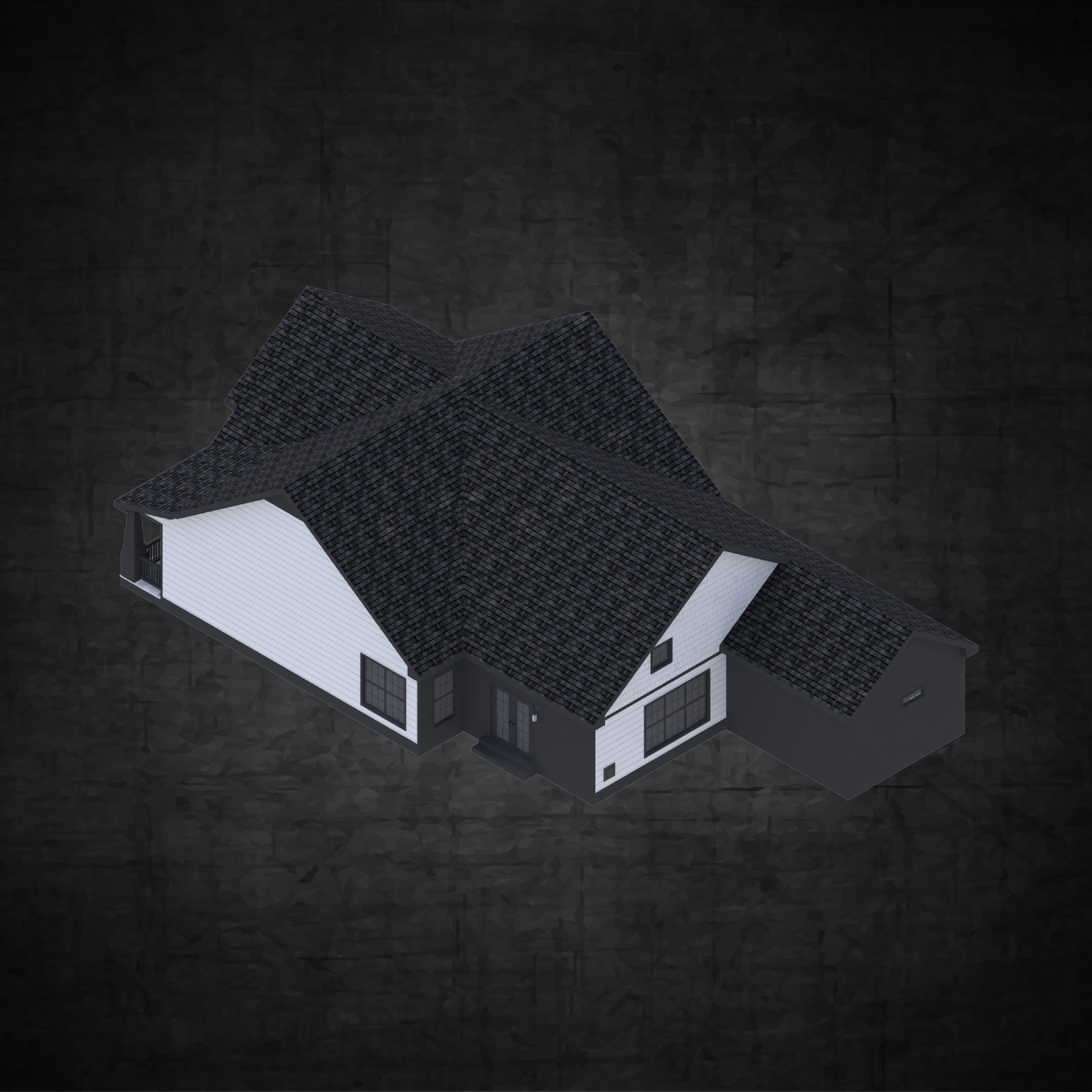 Residential home traditional architectural design  Low-poly 3D model_3