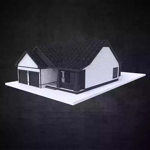 Residential home traditional architectural design  Low-poly 3D model