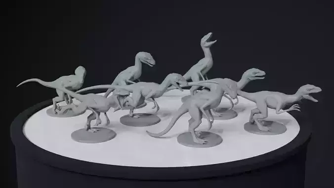 Velociraptor pack posed printable models 3D print model
