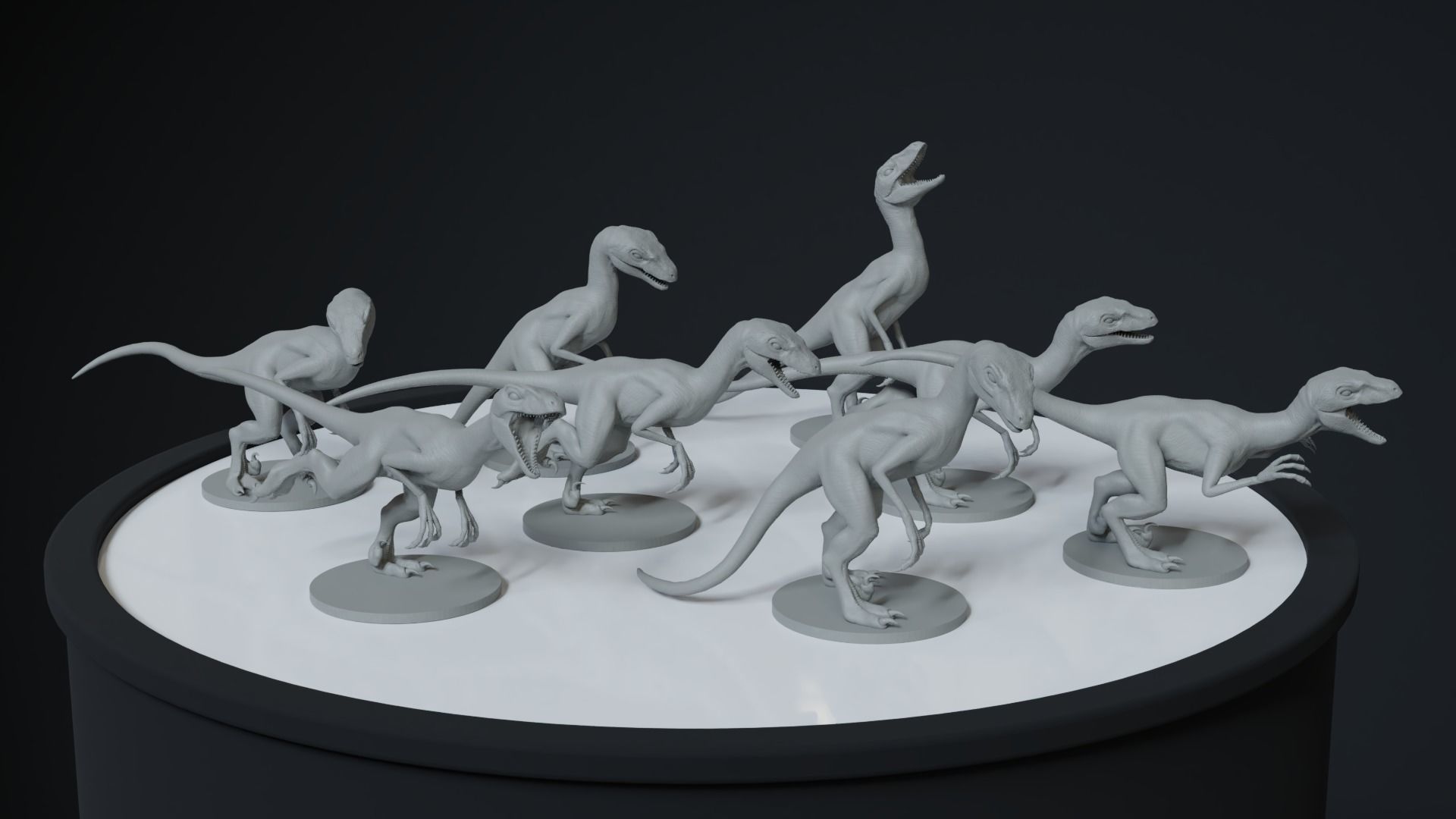 Velociraptor pack posed printable models