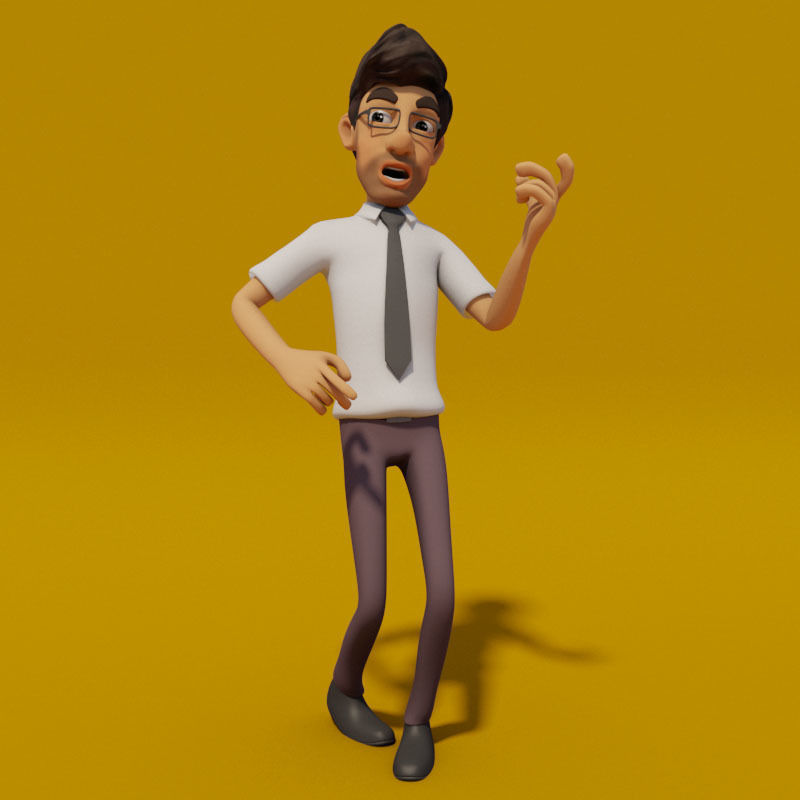 CARTOON OFFICE MAN  3D model_11