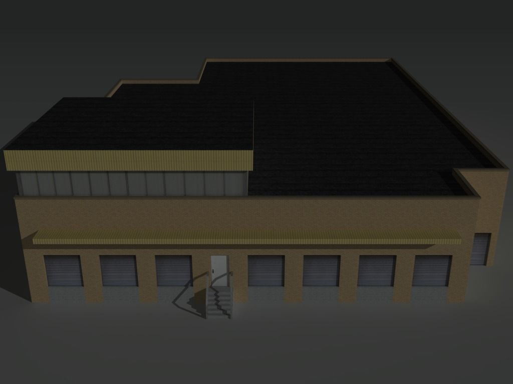 Factory Building Set 5 Low-poly 3D model_6
