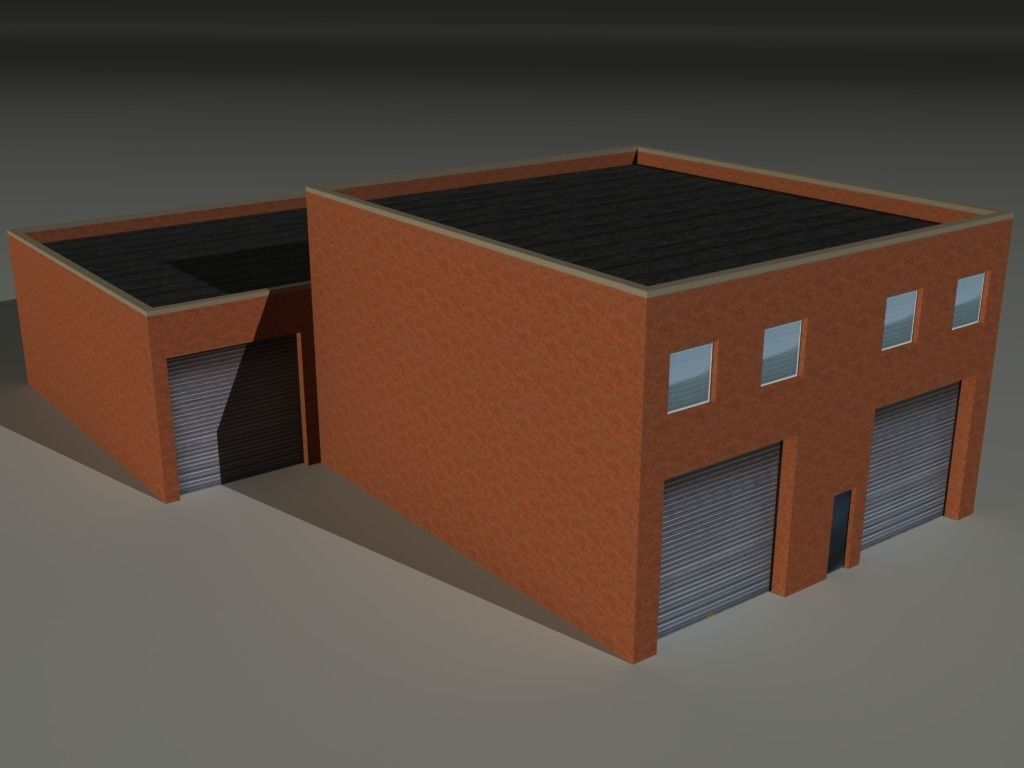 Factory Building Set 5 Low-poly 3D model_14