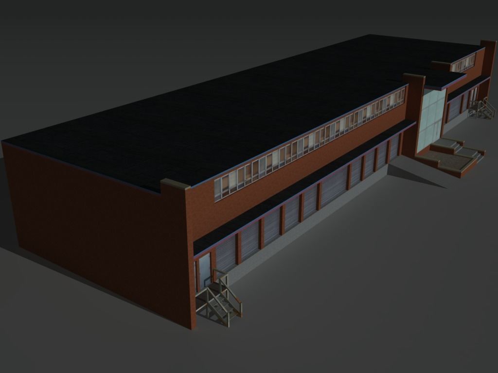 Factory Building Set 5 Low-poly 3D model_4