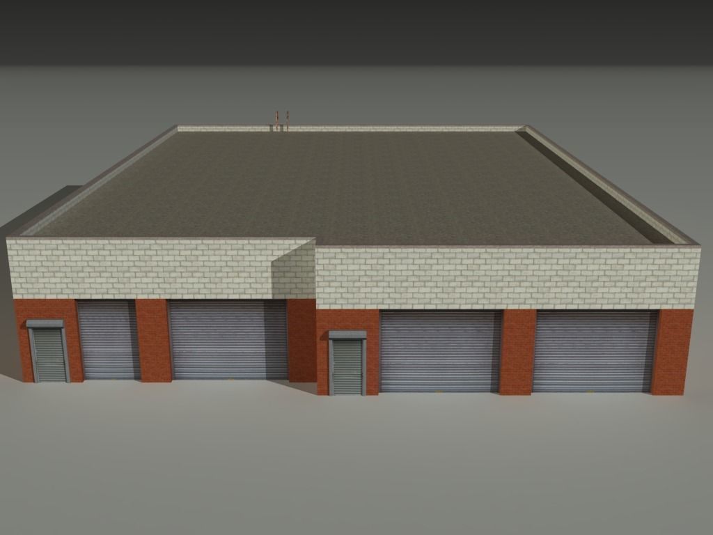 Factory Building Set 5 Low-poly 3D model_16