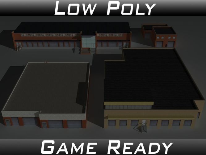 Factory Building Set 5 Low-poly 3D model