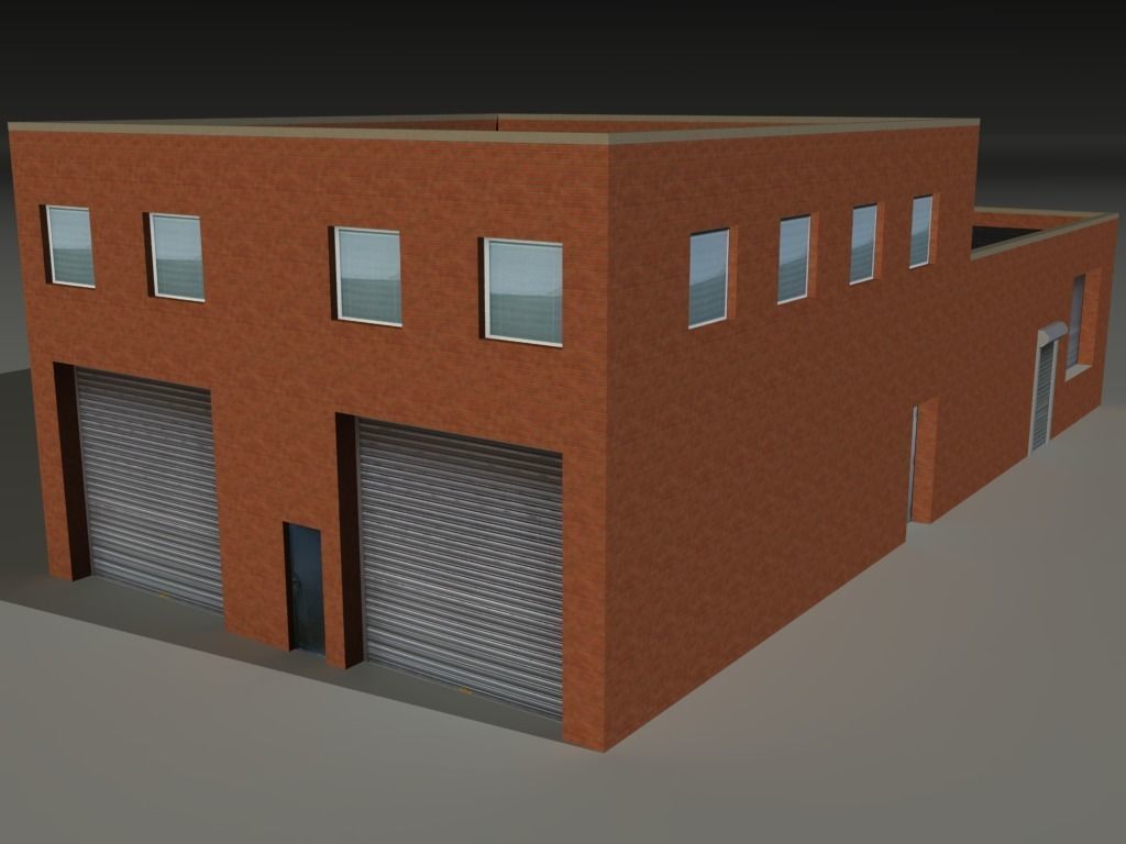 Factory Building Set 5 Low-poly 3D model_11