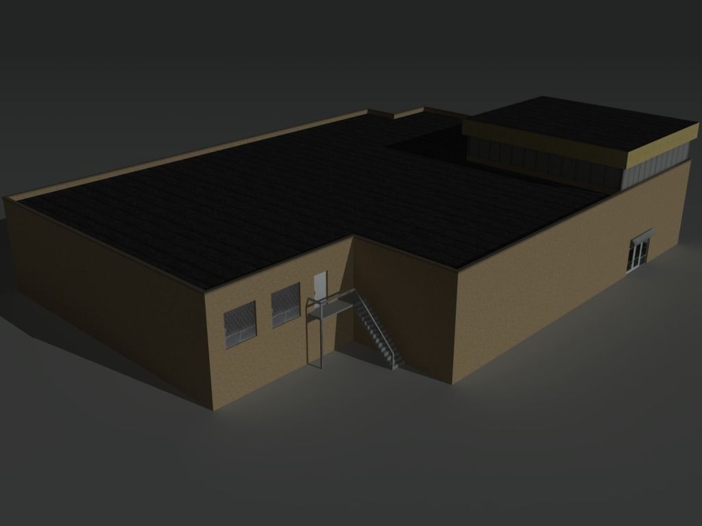 Factory Building Set 5 Low-poly 3D model_8