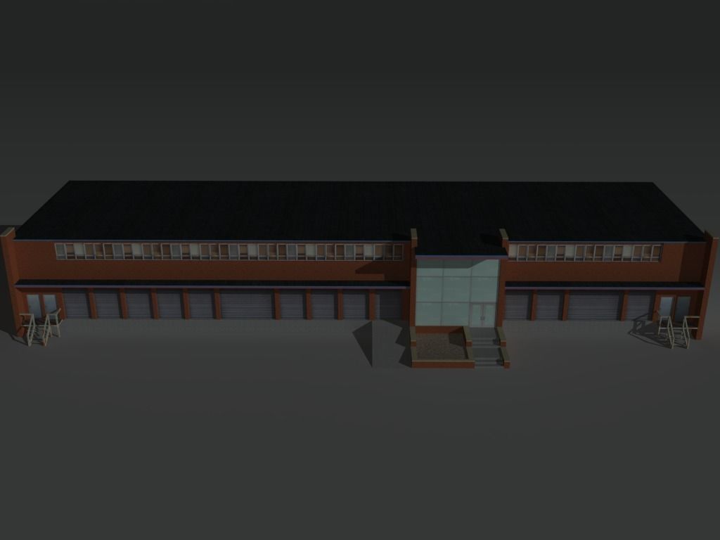 Factory Building Set 5 Low-poly 3D model_1