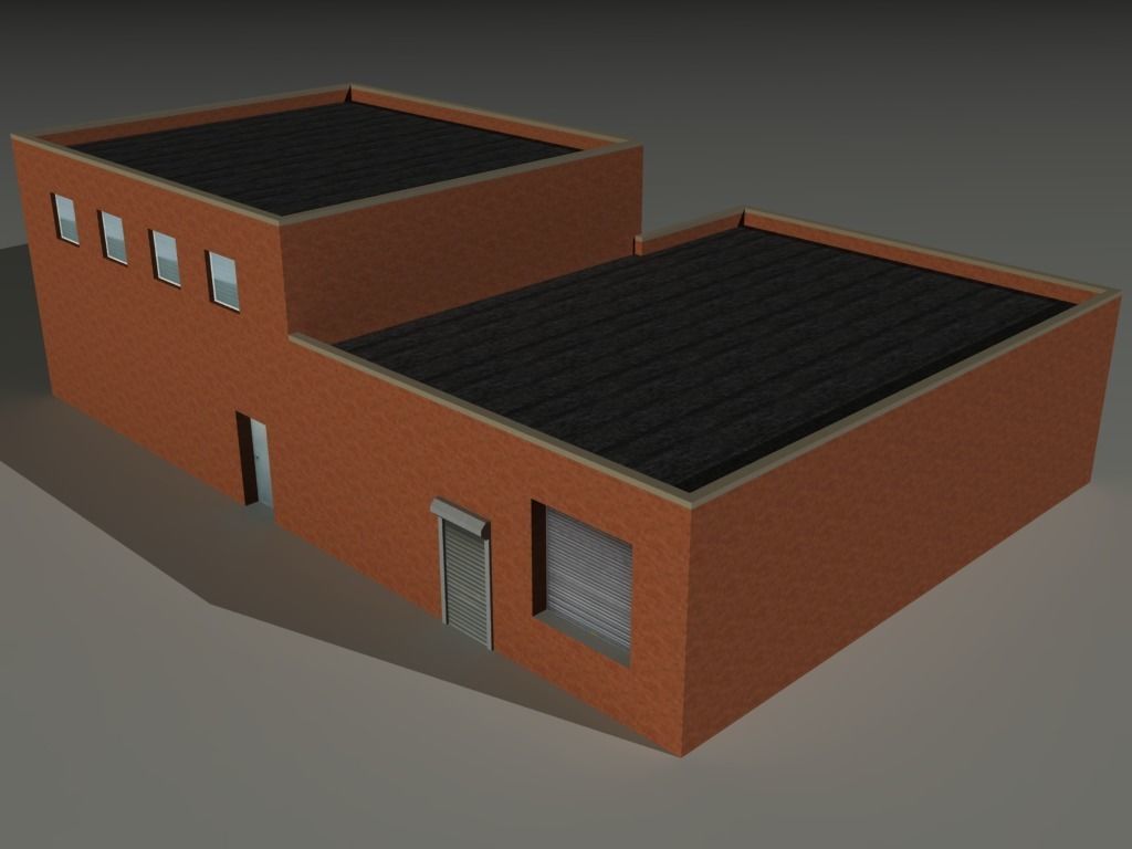 Factory Building Set 5 Low-poly 3D model_12