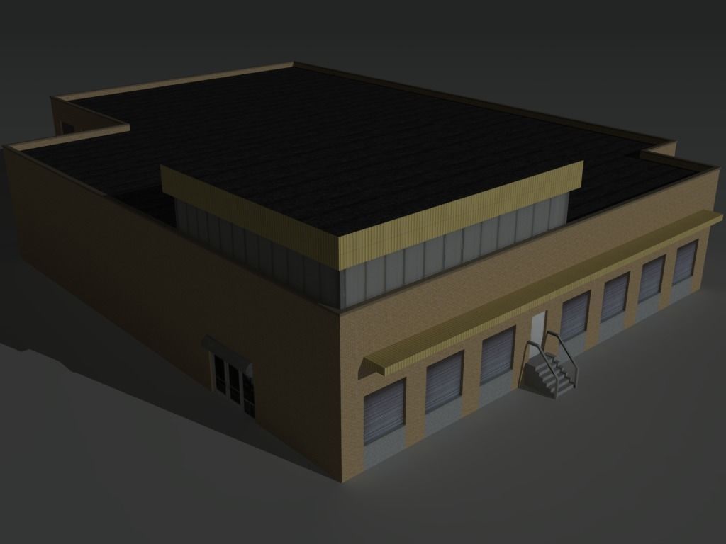 Factory Building Set 5 Low-poly 3D model_9