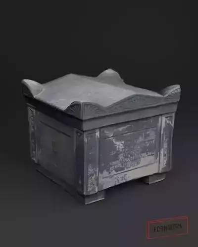 3D Scanned Tombstone - 02 low-poly