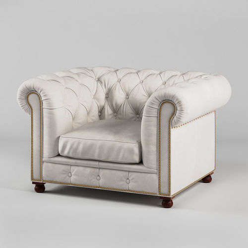 Chesterfield Traditional Tufted Classic Armchair  3D model 4