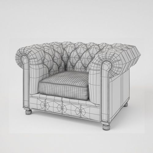 Chesterfield Traditional Tufted Classic Armchair  3D model 7