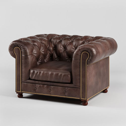 Chesterfield Traditional Tufted Classic Armchair  3D model 5