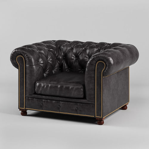 Chesterfield Traditional Tufted Classic Armchair  3D model 2