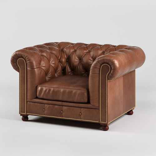 Chesterfield Traditional Tufted Classic Armchair  3D model 3