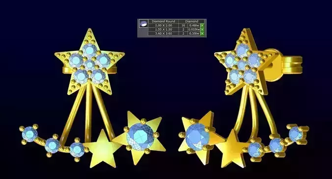 EARRING pair of gold earrings with crystals