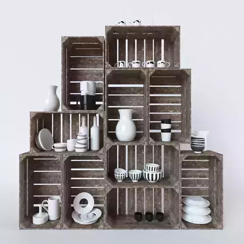 Shelves from fruit boxes