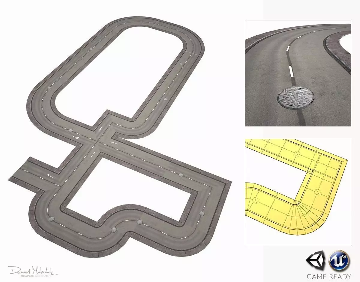 3D model Road Modules PBR Pack VR / AR / low-poly | CGTrader