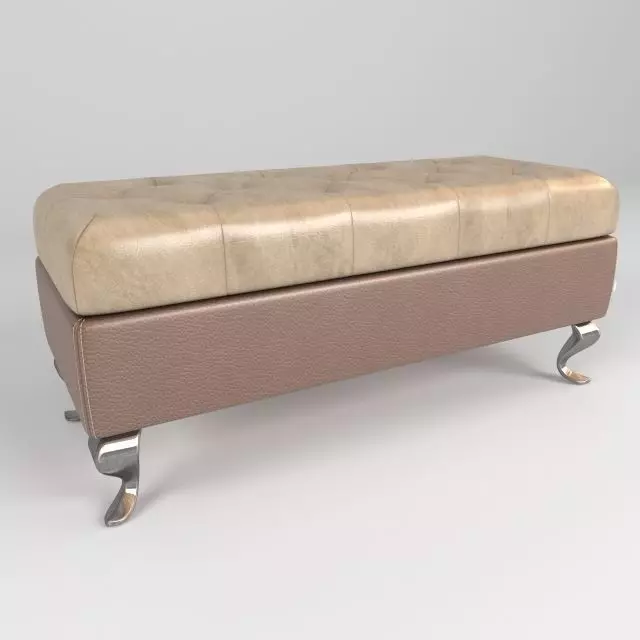 chiar model leather bench with chrome legs Free 3D model_0