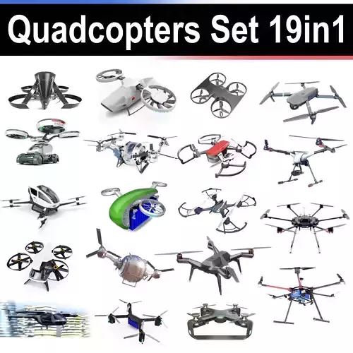 Quadcopters Set 19in1 3D model