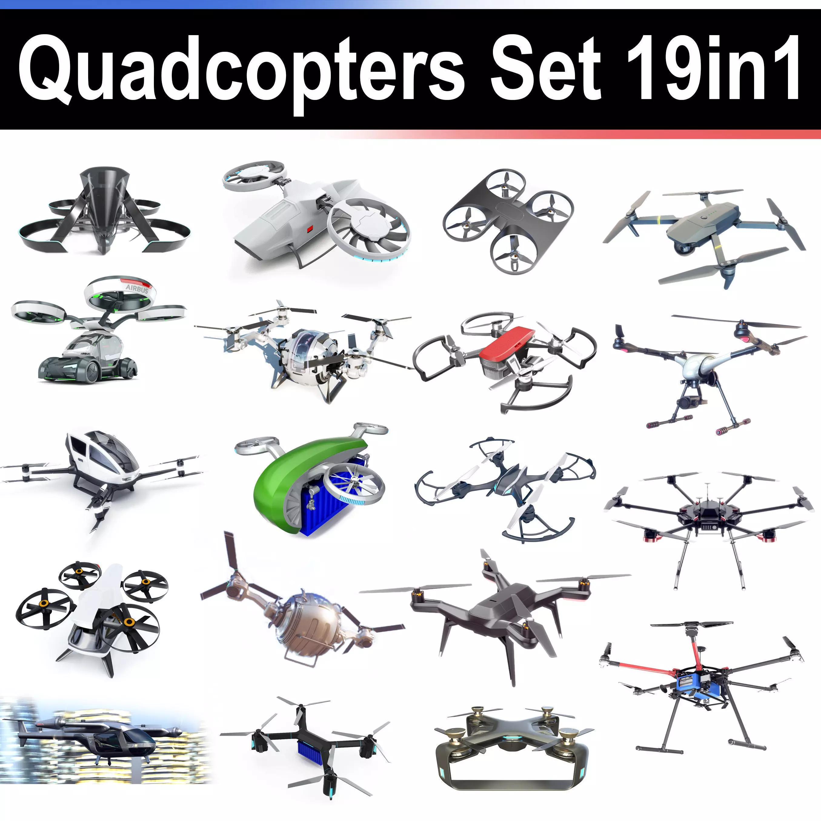 Quadcopters Set 19in1 3D model_0