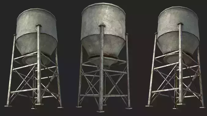 Old Silo 5 PBR Low-poly 3D model