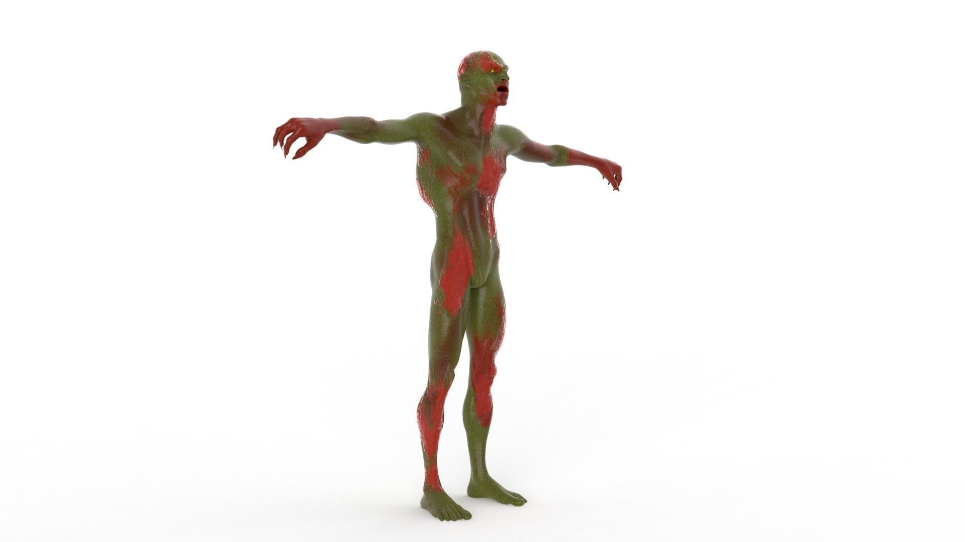 Realistic Zombie Character Low-poly 3D model_3