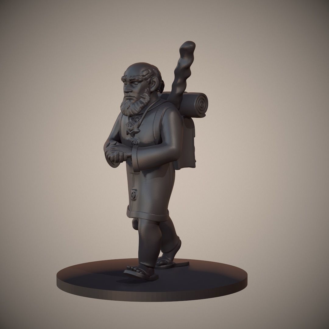 Gnome Priest or Cleric Miniature 3D print model_2