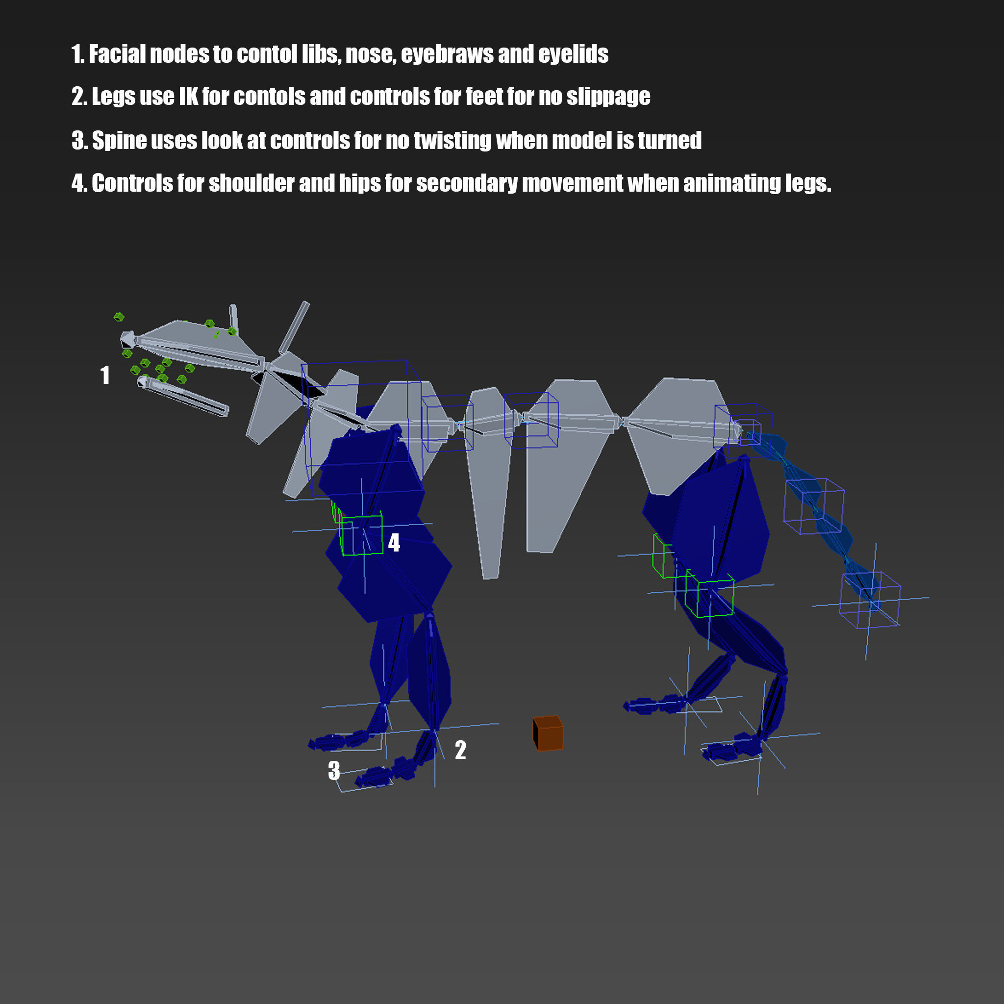 Wolf with hair and fur modifier 3D model_29