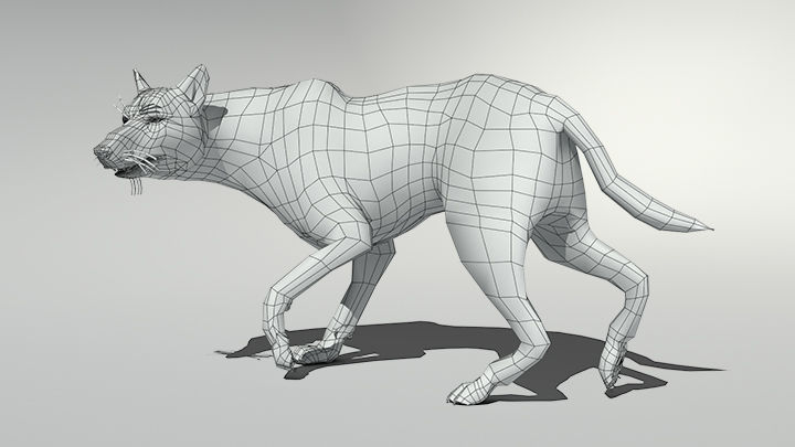 Wolf with hair and fur modifier 3D model_28