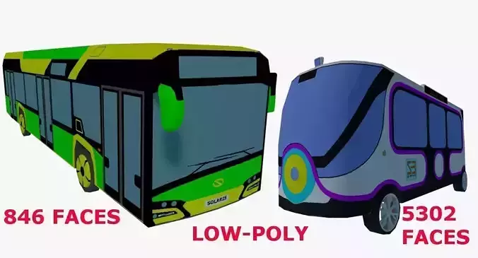 Buses collection LOW-POLY bus Low-poly 3D model