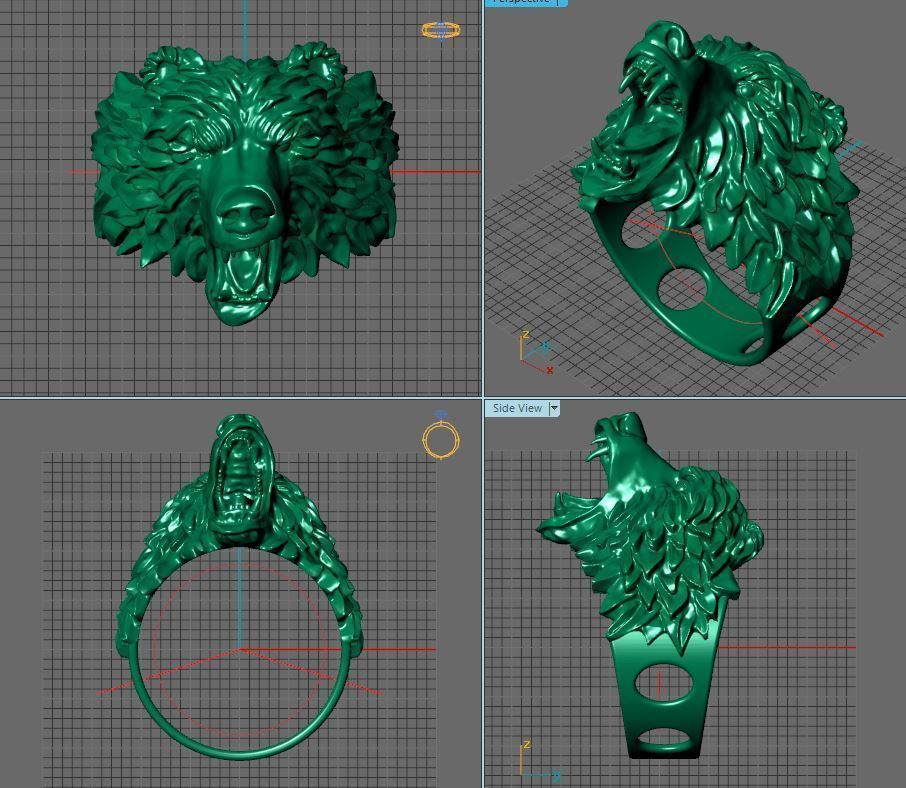 bear ring 3D print model_6