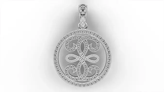 Beadset Scroll Diamond Pendant