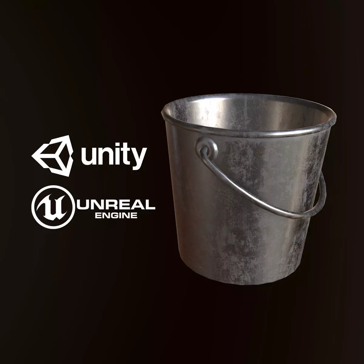 Metal Bucket - PBR Game Ready Low-poly 3D model_0