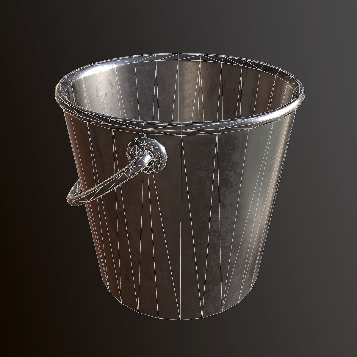 Metal Bucket - PBR Game Ready Low-poly 3D model_7