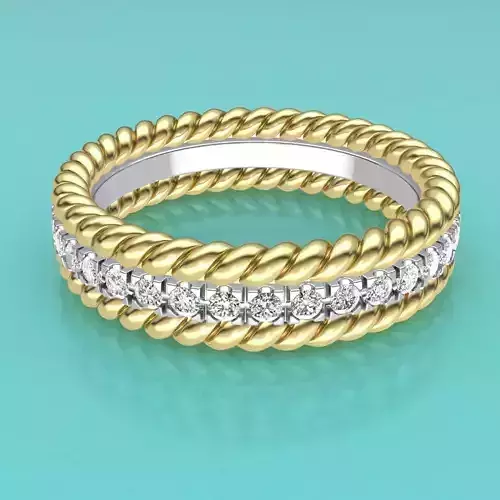 Tiffany two rope wedding ring band 17mm with small diamonds 3D p