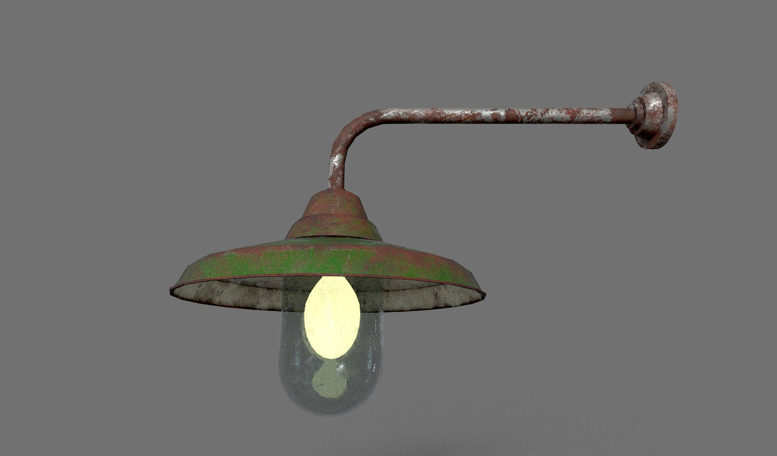 Old Rusted Outdoor Wall Lamp  Low-poly 3D model_2