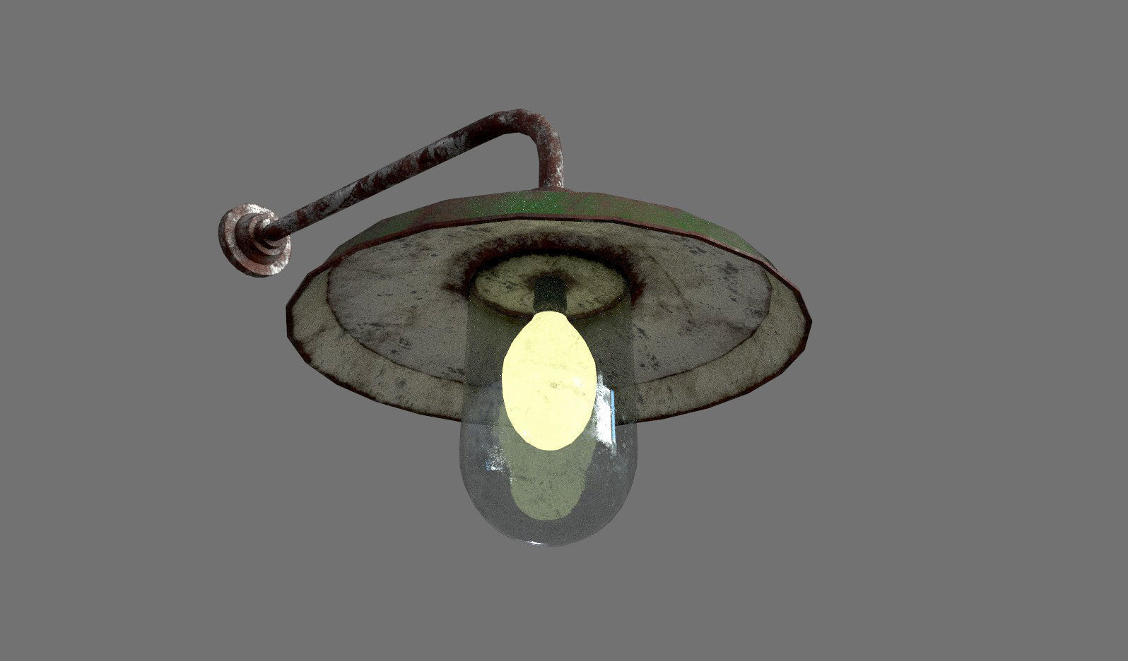 Old Rusted Outdoor Wall Lamp  Low-poly 3D model_5