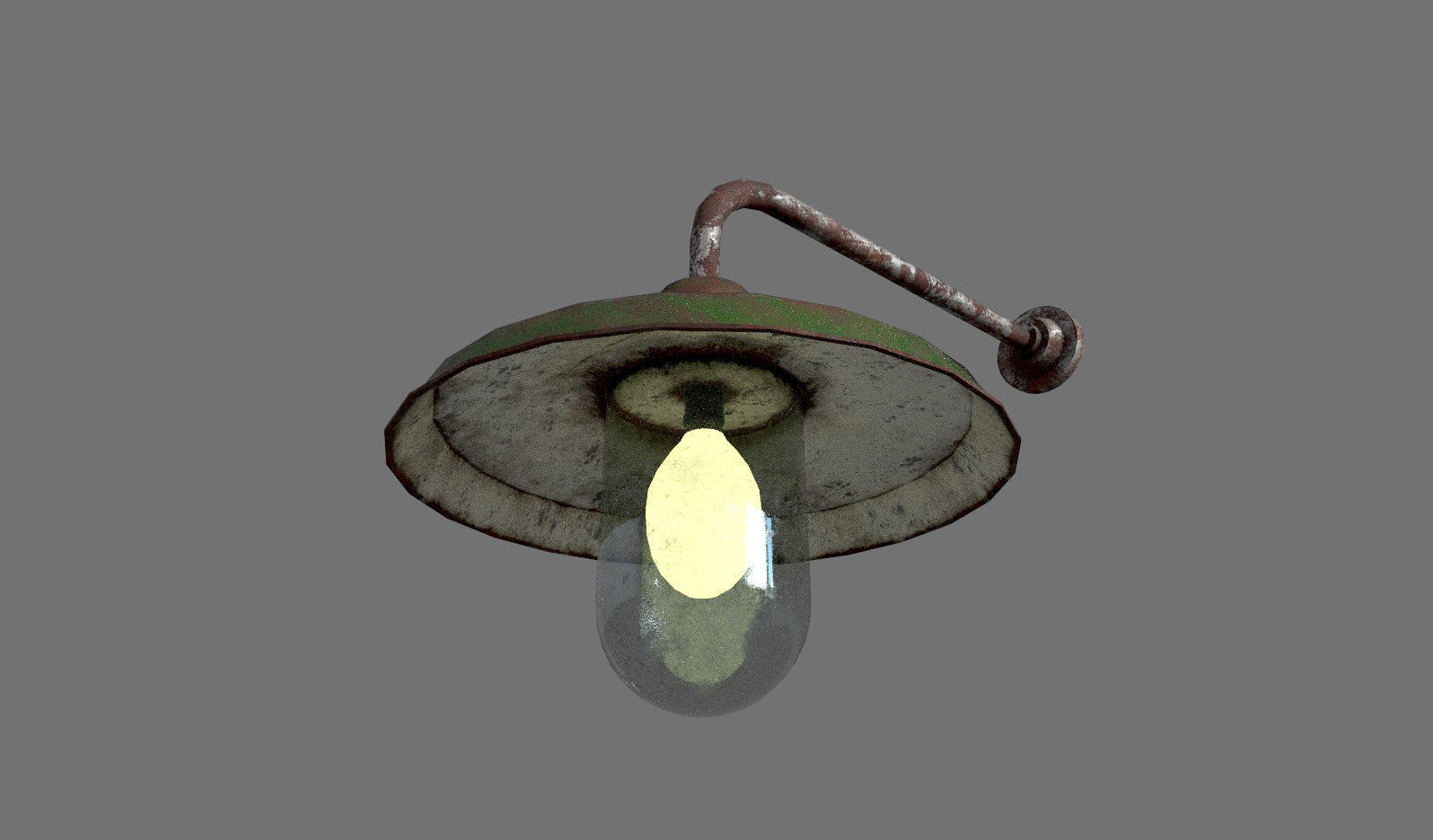 Old Rusted Outdoor Wall Lamp  Low-poly 3D model_9