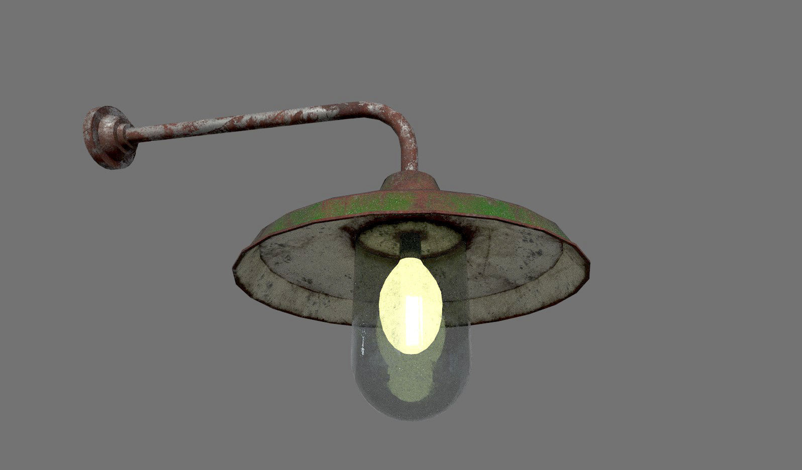 Old Rusted Outdoor Wall Lamp  Low-poly 3D model_3