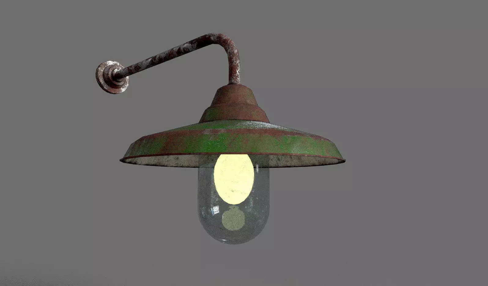 Old Rusted Outdoor Wall Lamp  Low-poly 3D model_0