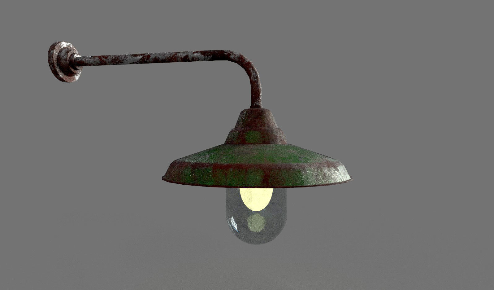 Old Rusted Outdoor Wall Lamp  Low-poly 3D model_7