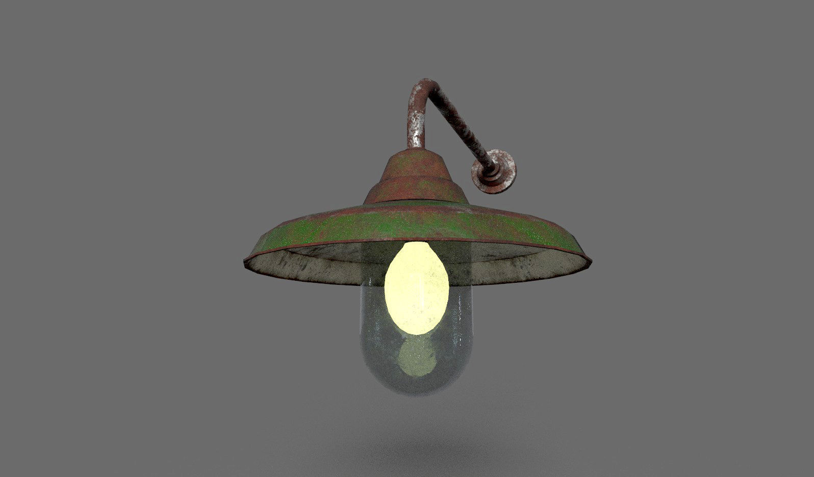 Old Rusted Outdoor Wall Lamp  Low-poly 3D model_4