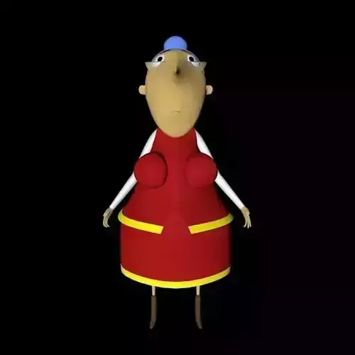 Babuhka cartoon character in dress 3D model